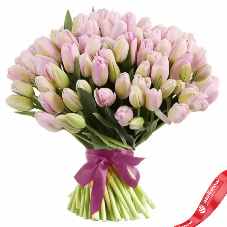 Фото 1: 101 жемчужный нежно розовый тюльпан. Сервис доставки цветов AzaliaNow