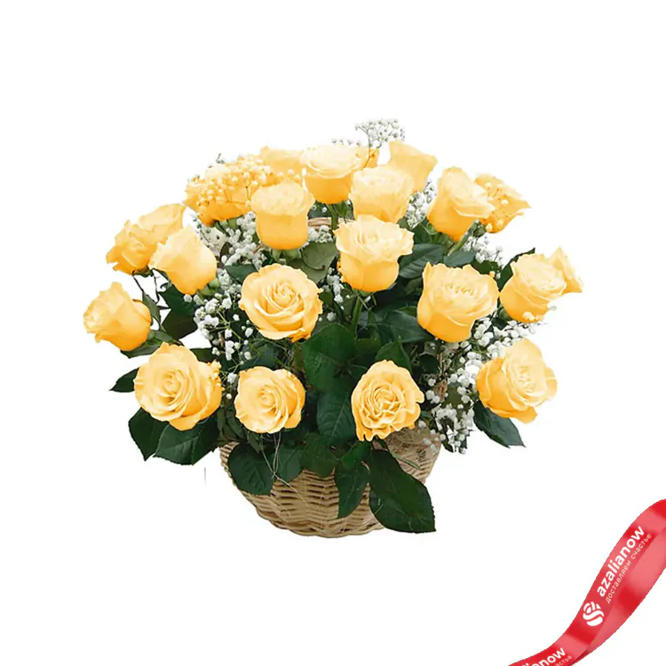 Фото 1: 19 желтых роз в корзине. Сервис доставки цветов AzaliaNow