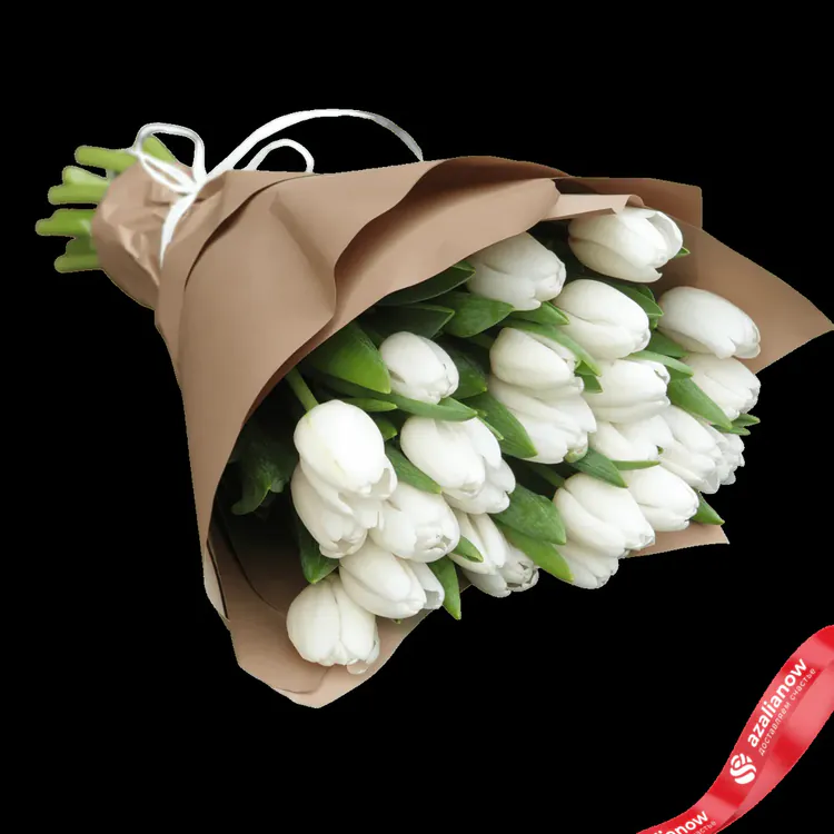 Фото 1: 25 белых тюльпанов в крафте №3. Сервис доставки цветов AzaliaNow