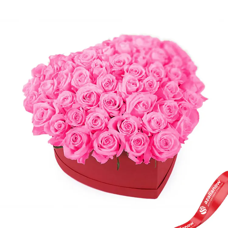 Фото 1: 41 розовая роза в форме сердца. Сервис доставки цветов AzaliaNow