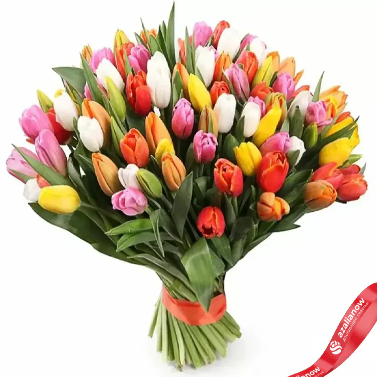 Фото 1: 51 радужный тюльпан. Сервис доставки цветов AzaliaNow