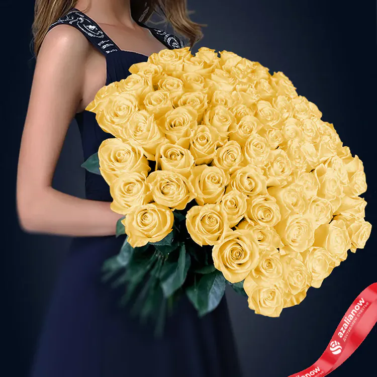 Фото 1: 51 желтая роза без упаковки. Сервис доставки цветов AzaliaNow