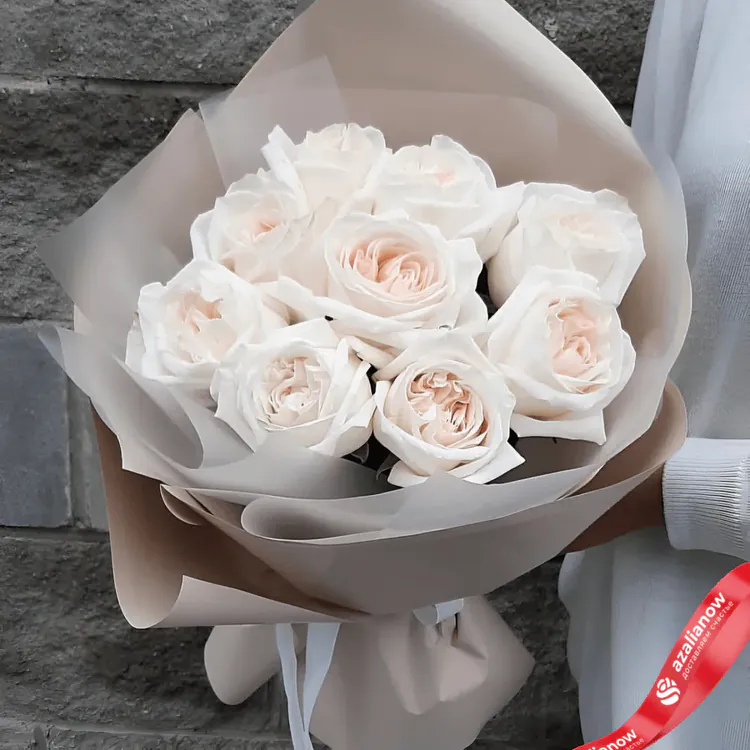 Фото 1: С Днем рождения - 9 пионовидных роз. Сервис доставки цветов AzaliaNow