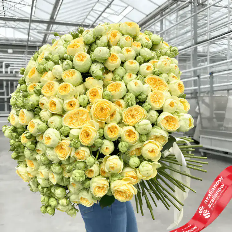 Фото 1: 101 желтая кустовая пионовидная роза. Сервис доставки цветов AzaliaNow