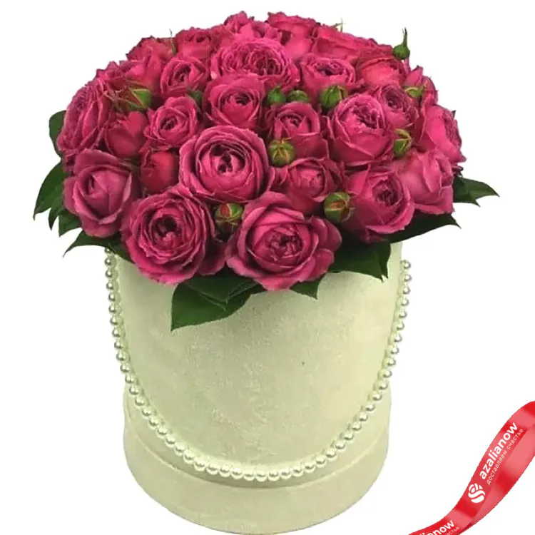 Фото 1: Шляпная коробка с 15 кустовыми розами розовыми №2. Сервис доставки цветов AzaliaNow