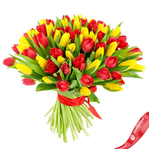 Фото 1: 101 красный и желтый тюльпан. Сервис доставки цветов AzaliaNow