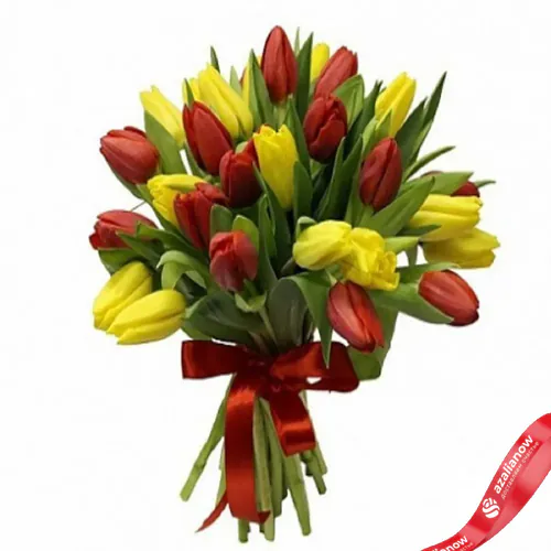 Фото 1: 19 красно-желтых тюльпанов. Сервис доставки цветов AzaliaNow