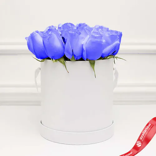 Фото 1: 23 синие розы в шляпной коробке. Сервис доставки цветов AzaliaNow